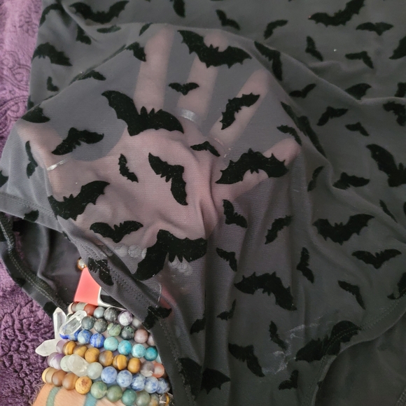 Sheer Black Bat Print Bodysuit Torrid Size 0/0X - Picture 7 of 7
